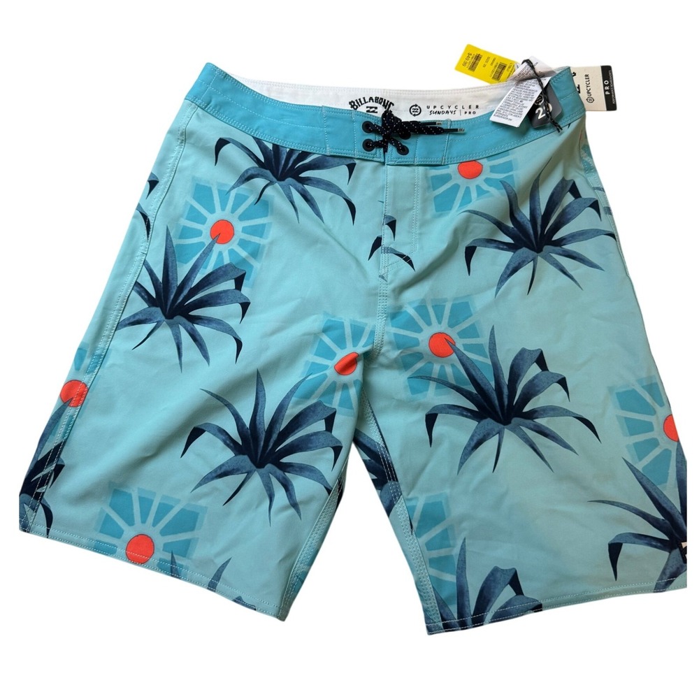 Billabong Upcycler Sundays Pro Boardshorts Blue Palm Print – Size 29 NWT